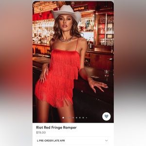 12th Tribe Large Riot Red Fringe Cowgirl Romper